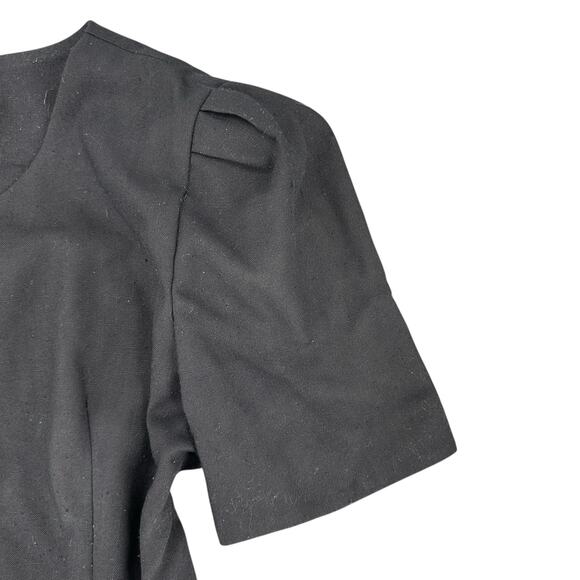 Vintage 90s Black Midi Dress Color Button Mod Minimalist Art Teacher - Picture 3 of 5